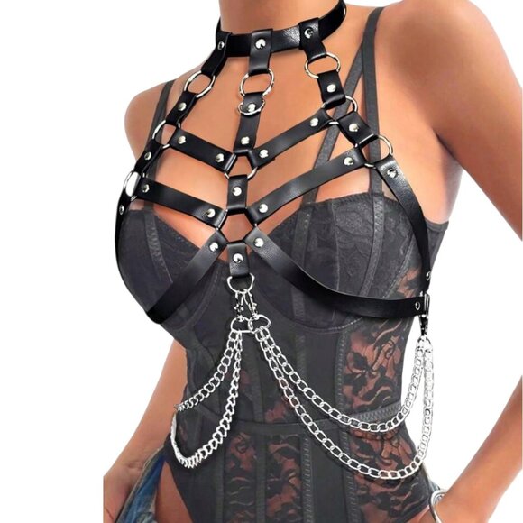 Women Gothic Style Renaissance Black Color Harness - Picture 4 of 5